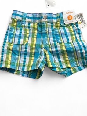 Girls Gymboree Teal, Blue & Green Plaid shorts Sz 3